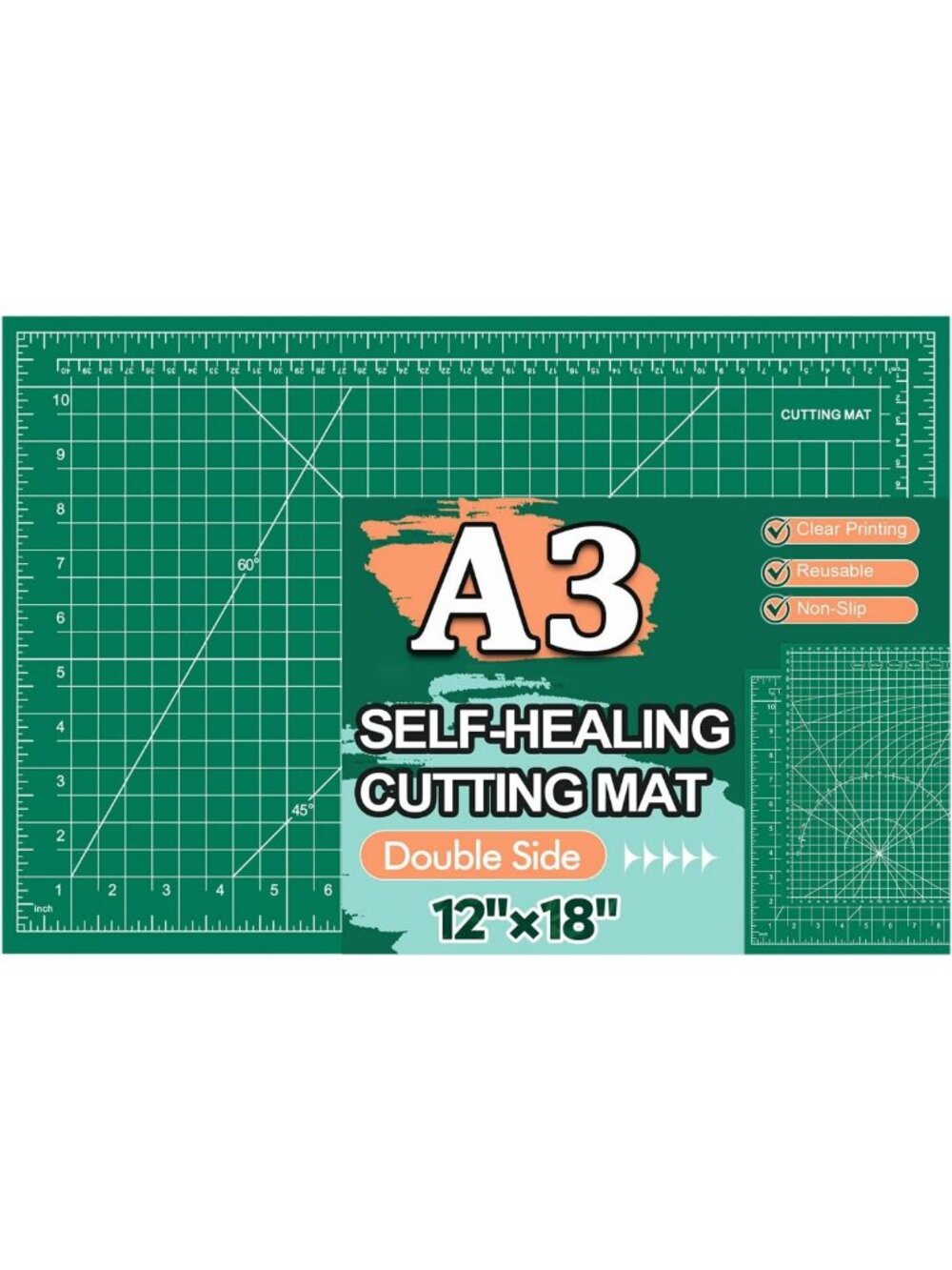 Self-Healing Cutting Mat 12x18" - Double-Sided Craft & Sewing Board for Quilting